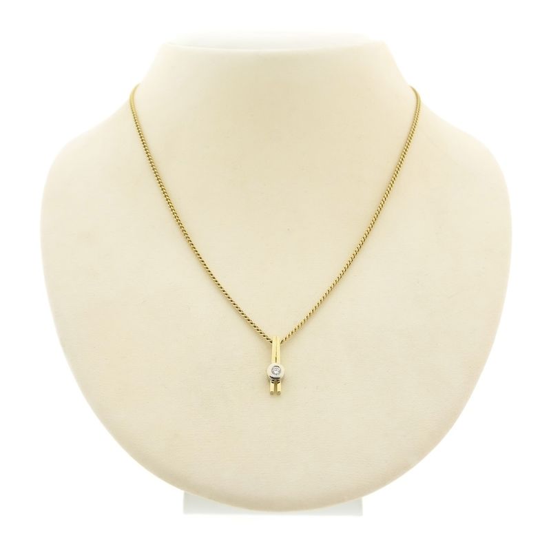 Image 3 of Two-tone gold minimalist pendant with diamond | 0.05 ct.