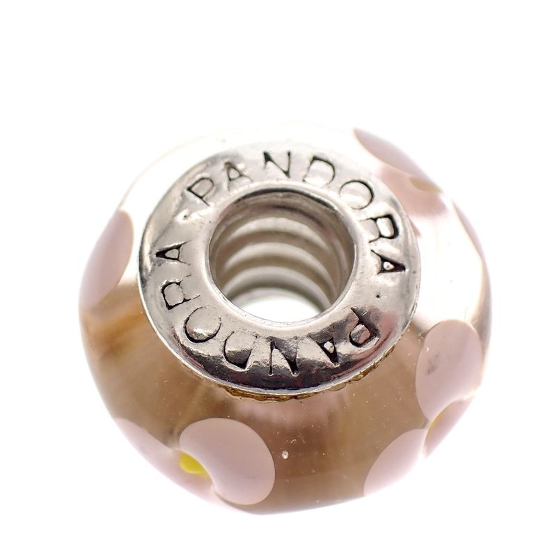 Image 3 of Pandora charm; Silver; Pink Glass Water Lily