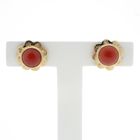 Image 5 of Vintage gold stud earrings with red coral