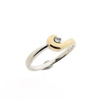 Two-tone gold solitaire ring with 0.035 ct diamond.