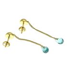 Image 3 of Gold stud earrings with blue gemstone