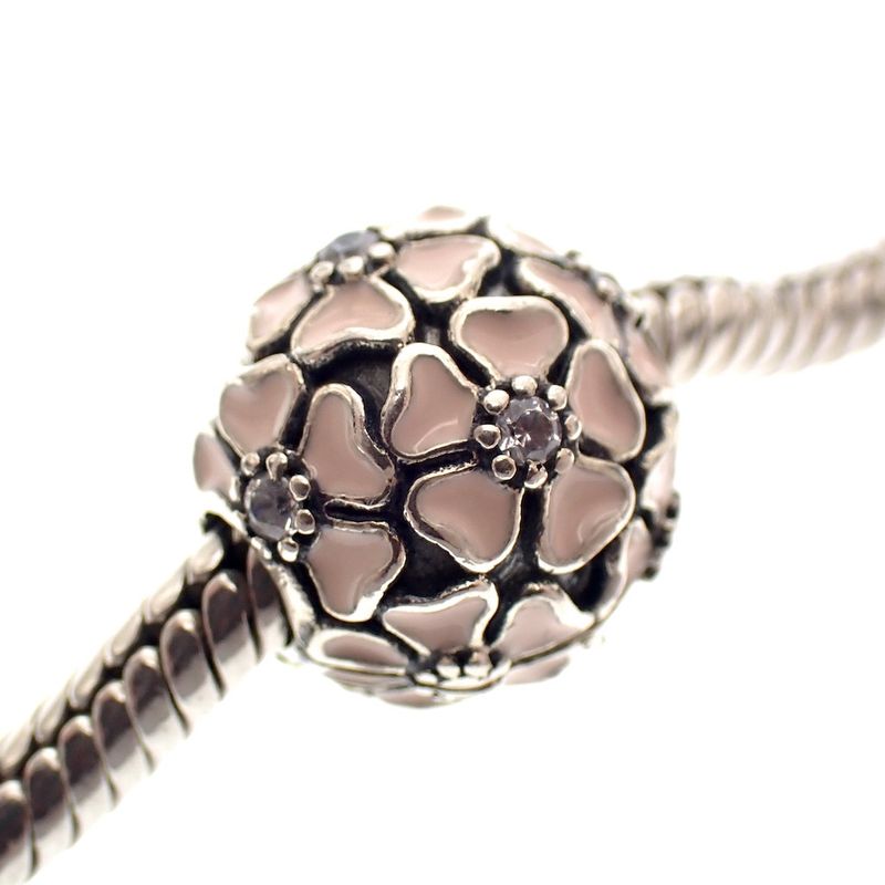 Image 2 of Pandora clip charm; Silver; Pink Hydrangea