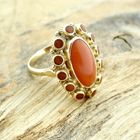 Image 2 of Gold entourage ring with red coral | Vintage