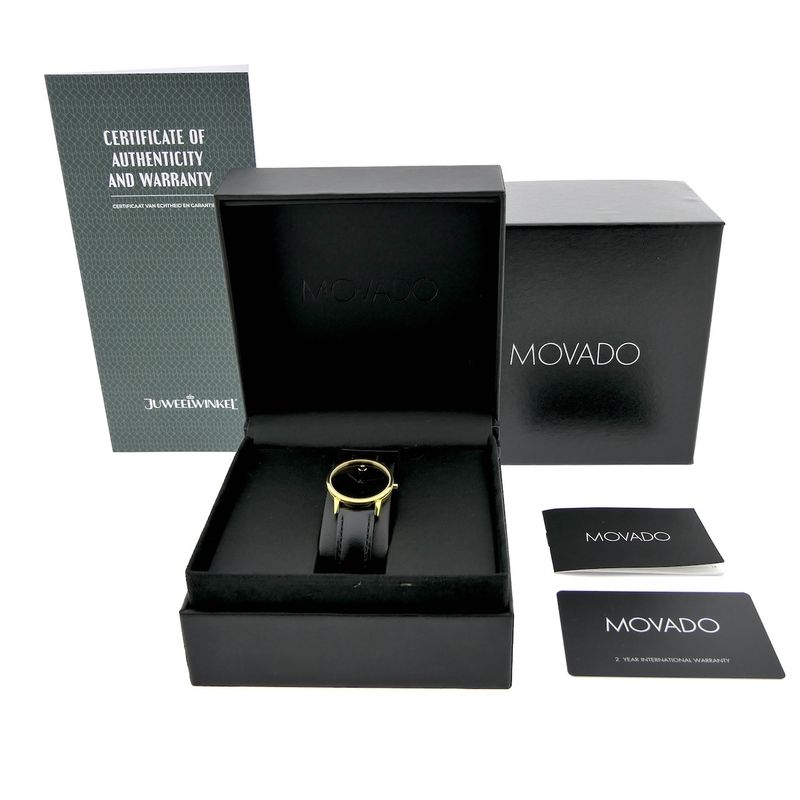 Image 13 of Movado Museum Classic; Gold-plated women's watch with black 'Mother of Pearl' dial; 0607564