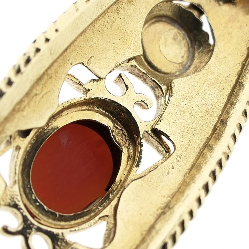Image 7 of Antique gold brooch with blood coral