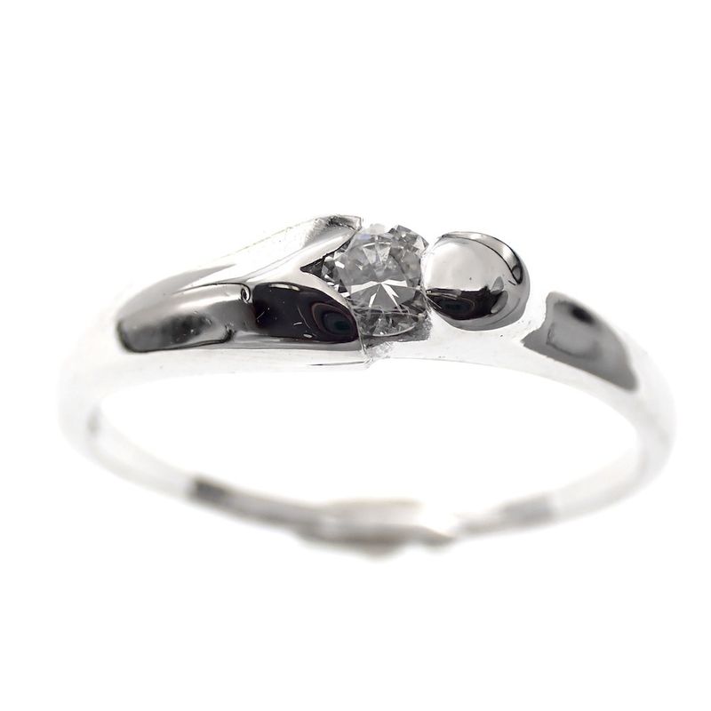 Image 2 of White gold solitaire ring with diamond; 0.14 ct.