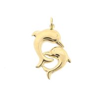 Gold pendant of two dolphins
