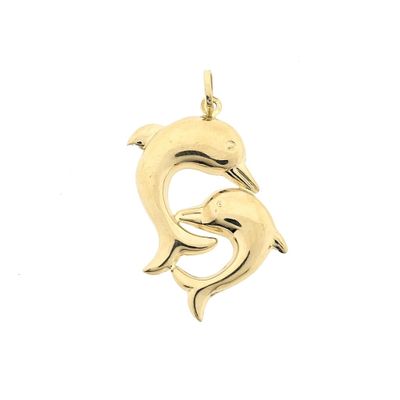Image 1 of Gold pendant of two dolphins