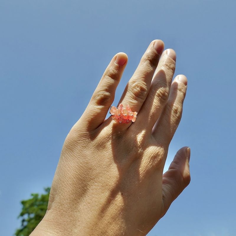 Image 3 of Silver ring with rose quartz beads