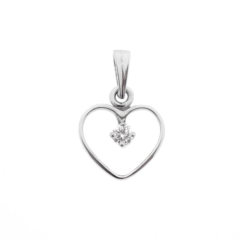 Image 1 of White gold heart pendant with diamond | 0.07 ct.