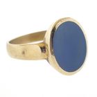 Image 5 of Gold signet ring with oval blue layered stone