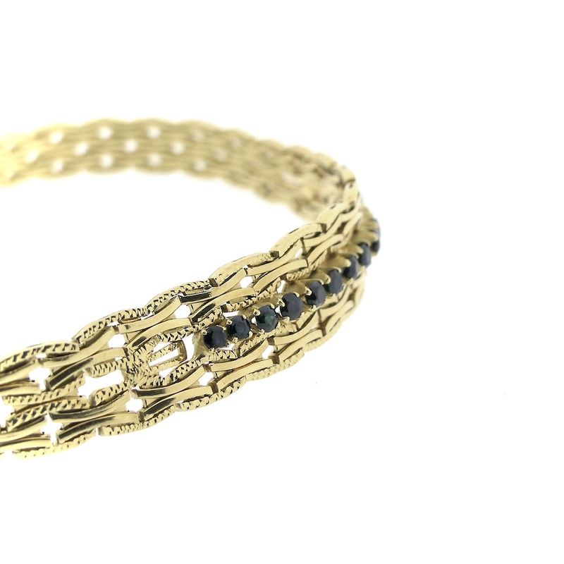 Image 5 of Vintage gold link bracelet with sapphire