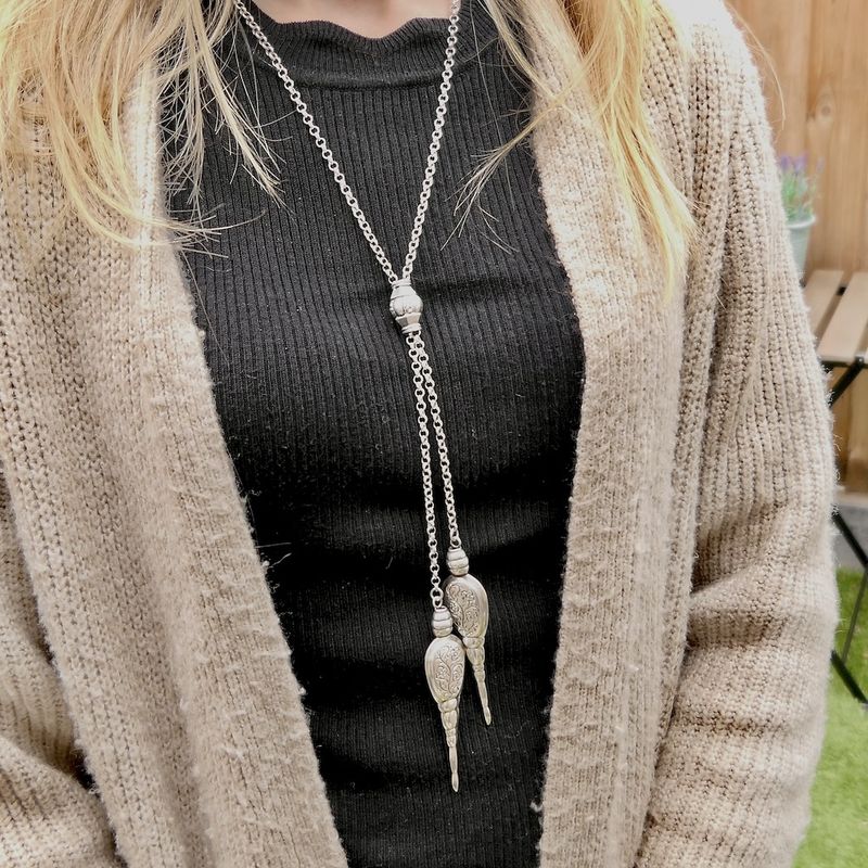 Image 6 of Silver vintage jasseron necklace with fixed pendant | 80 cm