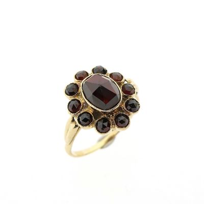 Image 1 of Gold entourage ring with garnet stones | Vintage