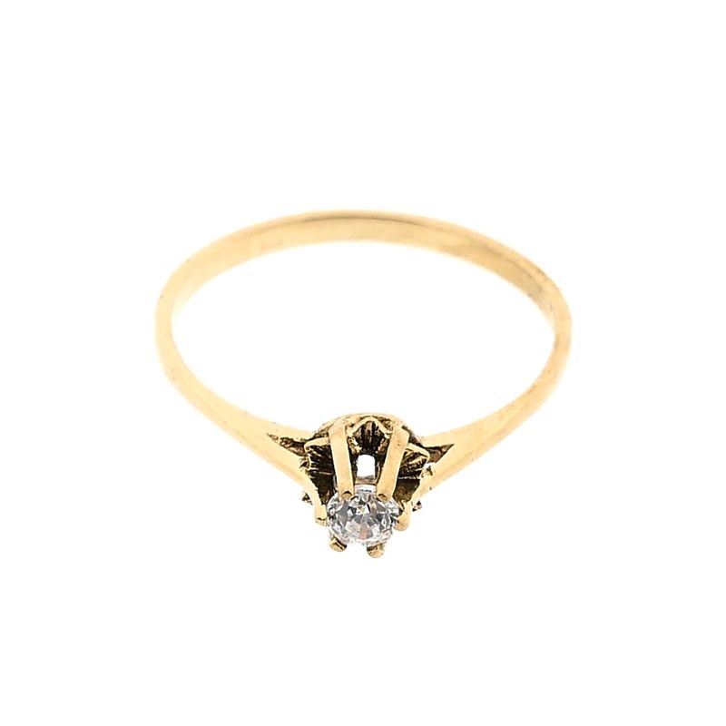 Image 5 of Gold Ring with Zirconia; 14K; Size 17.75