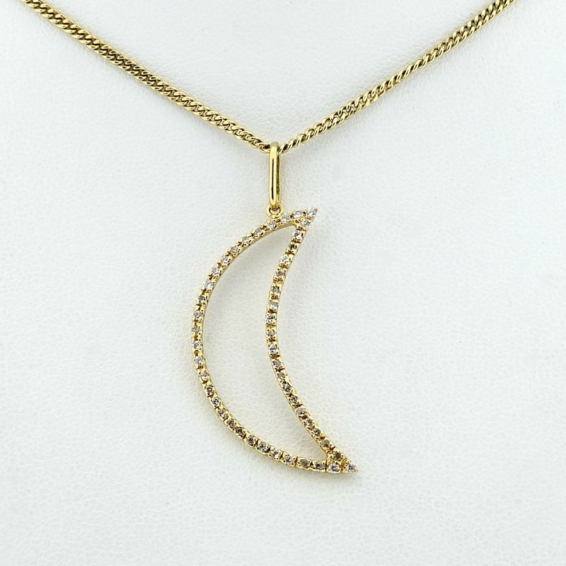 Image 6 of Gold pendant of a moon with zirconia