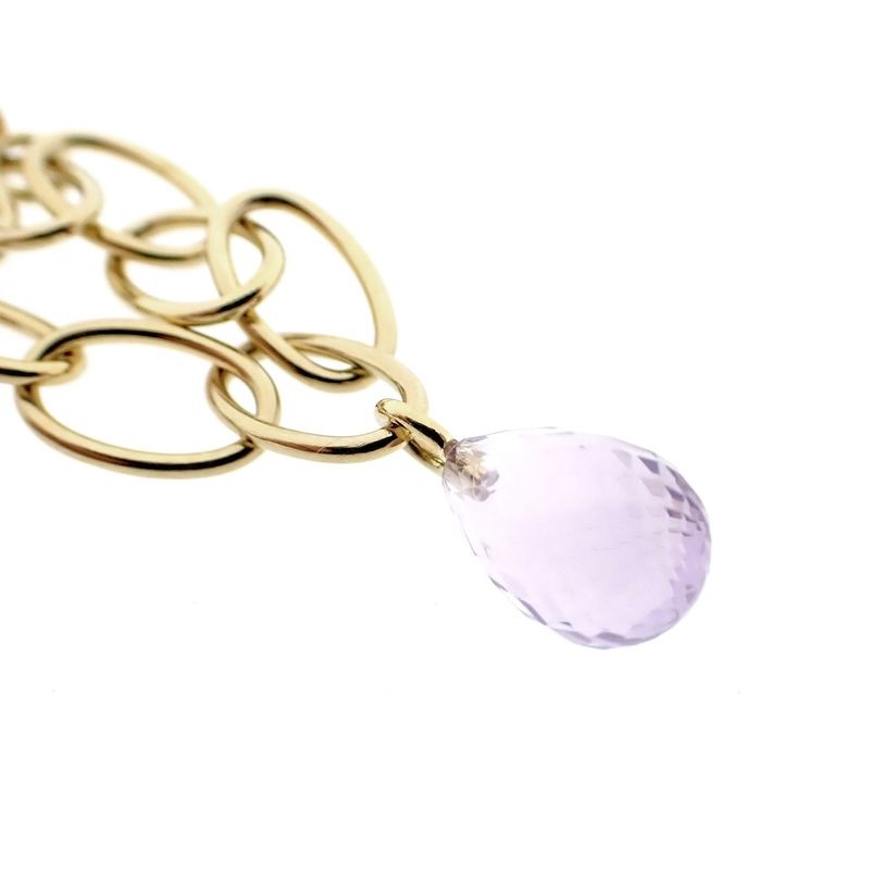 Image 7 of Gold link bracelet with topaz and smoky quartz.