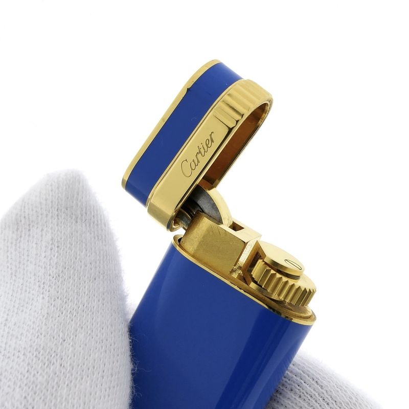 Image 5 of Vintage Cartier 'must de Cartier' Lighter/Briquets - Blue Lacquer - Includes original box and papers