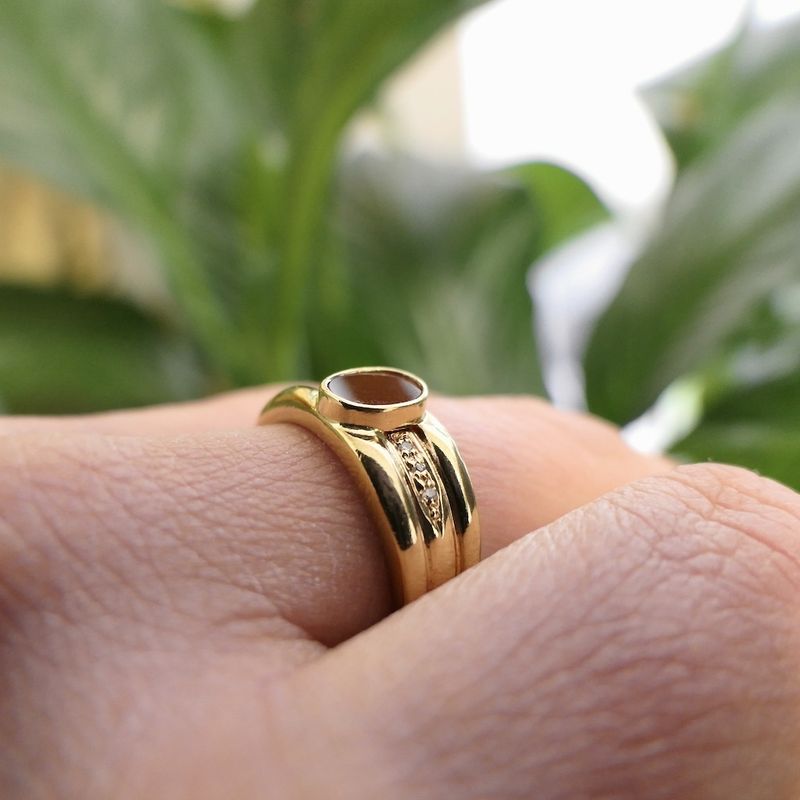 Image 9 of 8 carnelian and diamond ring | 0.03 ct.