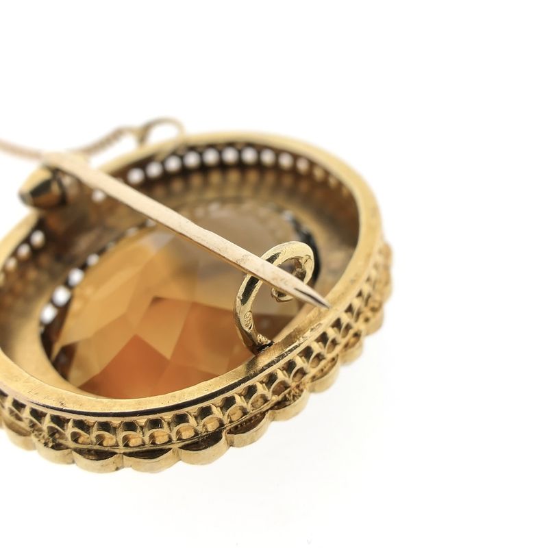 Image 6 of Gold brooch with smoky quartz and pearls