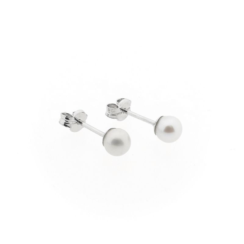 Image 4 of White gold stud earrings with pearl