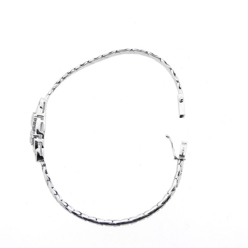 Image 5 of White gold cobra link bracelet with diamonds; 0.28 ct.