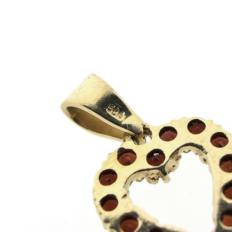 Image 6 of Gold heart pendant with garnet
