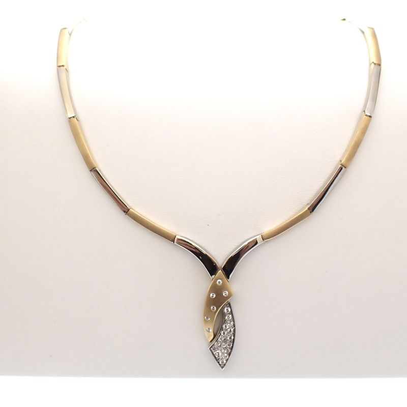 Image 1 of Two-tone gold necklace with zirconia; Altinbas