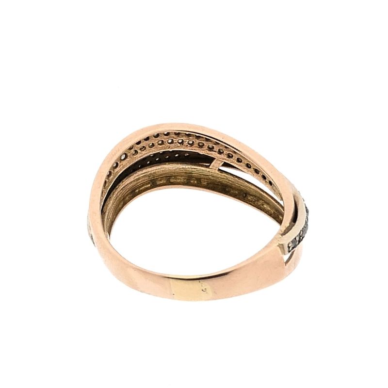 Image 4 of Rose Gold Crossover Ring with Zirconia