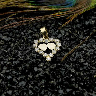 Image 2 of Two-tone gold heart pendant with zirconia