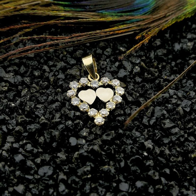 Image 2 of Two-tone gold heart pendant with zirconia