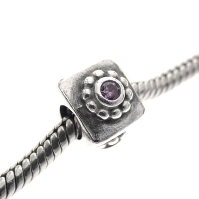 Pandora charm; Silver; Zirconia Flower Amethyst Image 2 of Pandora charm; Silver; Zirconia Flower Amethyst