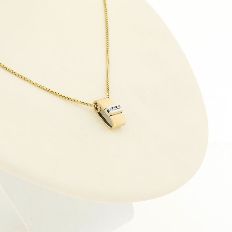 Image 5 of Two-tone gold pendant with diamond; 0.10 ct.