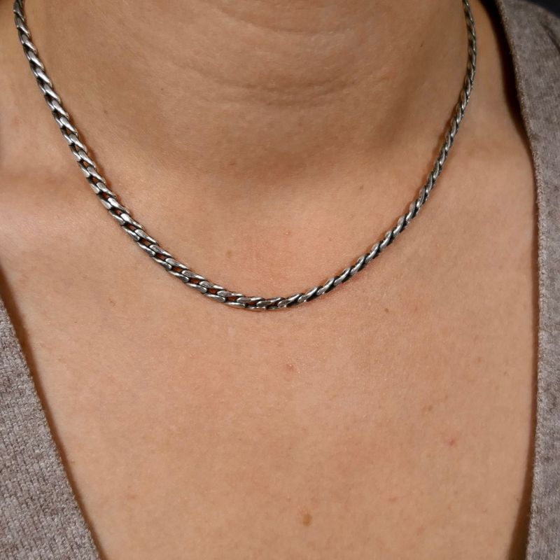 Image 9 of Silver Flat Gourmet Link Necklace