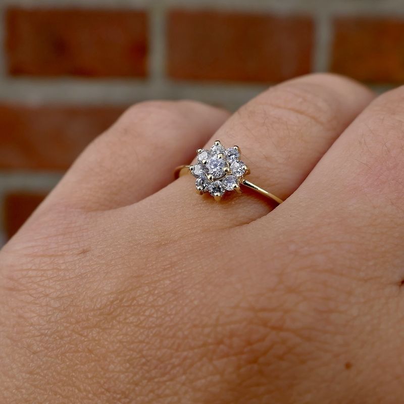 Image 11 of Gold subtle entourage ring with zirconia