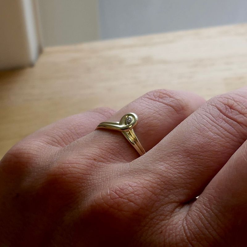 Image 8 of Gold Ring with Diamond; 0.005 ct.