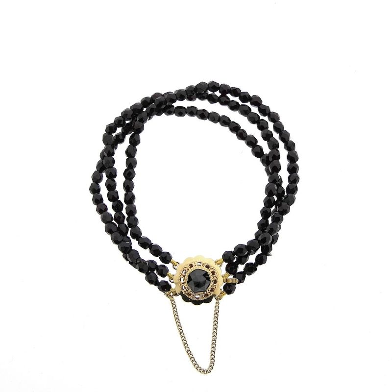 Image 3 of Antique glass bead bracelet with gold clasp