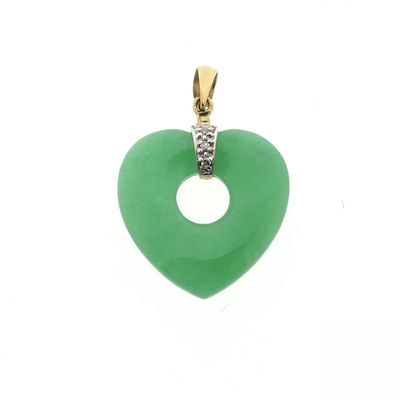 Gold jade pendant with diamond | 0.03 ct. Image 1 of Gold jade pendant with diamond | 0.03 ct.