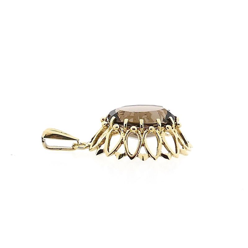 Afbeelding 4 van Vintage gouden hanger met rookkwarts