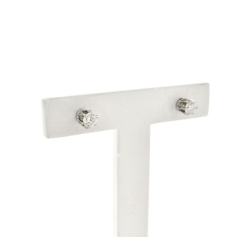 Image 3 of White gold solitaire stud earrings with diamond | 0.36 ct.