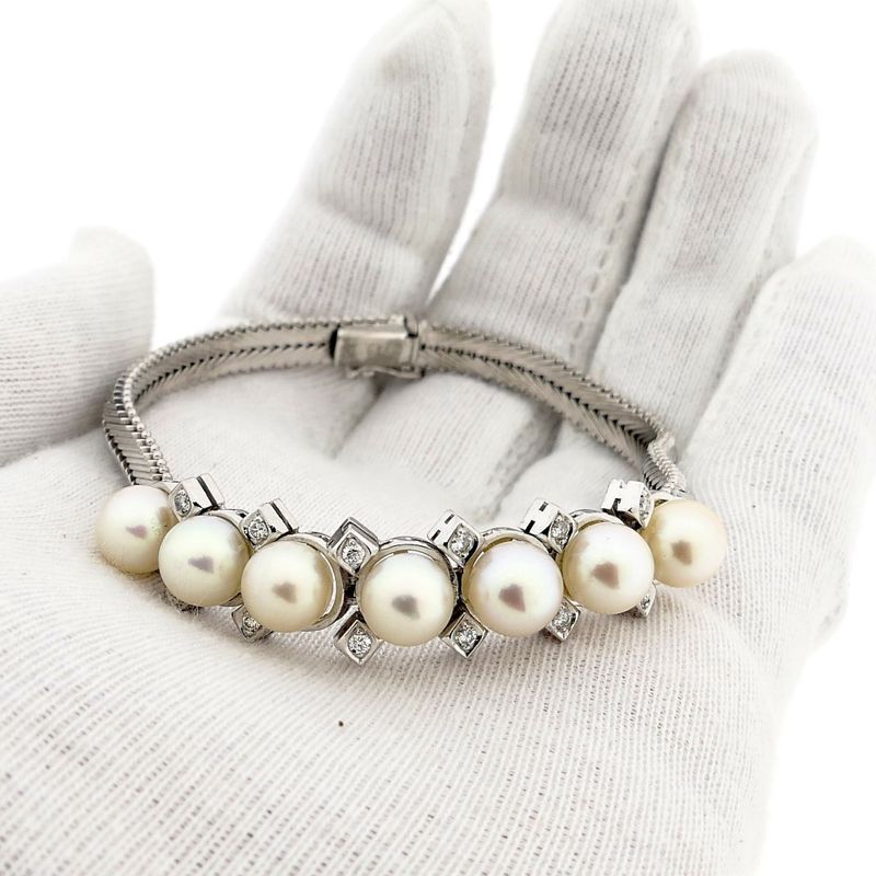Afbeelding 10 van Witgouden visgraat schakelarmband met diamanten; 0,24 ct. | 19,5 cm
