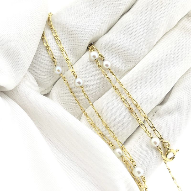 Image 6 of 18 carat vintage gold necklace with pearls.