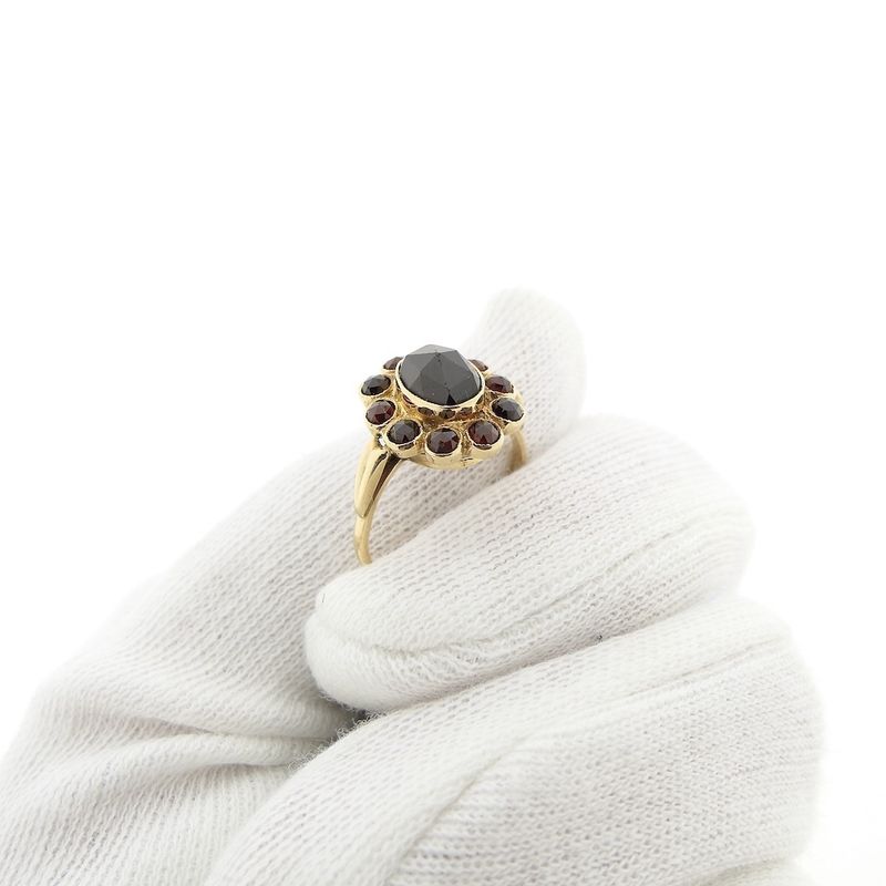 Image 3 of Gold entourage ring with garnet stones | Vintage