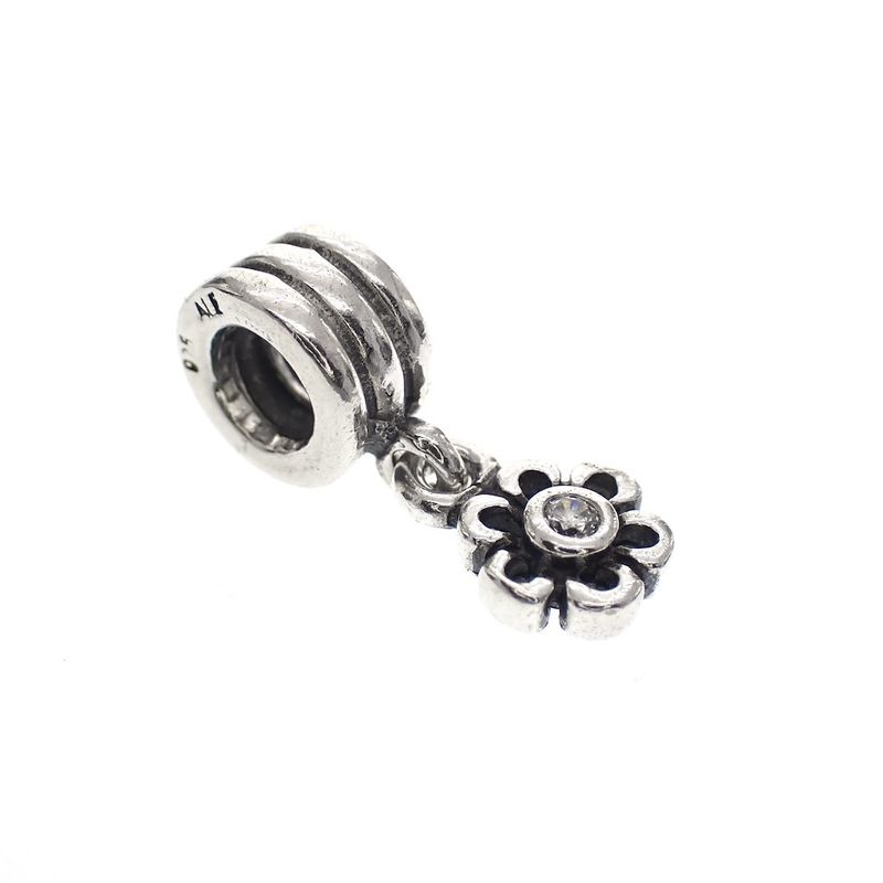 Image 1 of Pandora charm; Silver; Hanging Flower