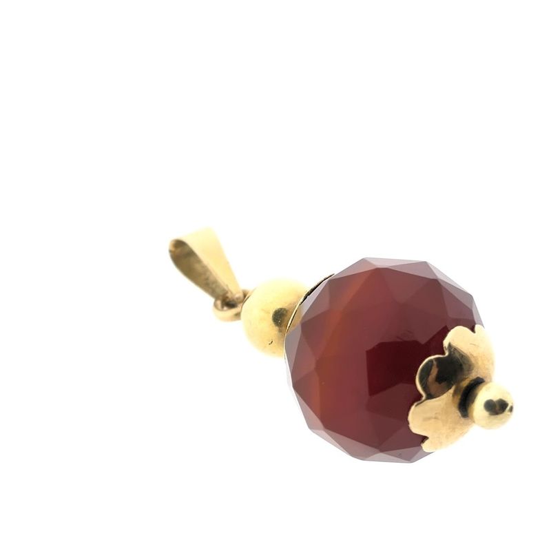 Image 8 of Vintage gold ball pendant with carnelian