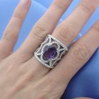 Image 9 of White gold royal ring set with sapphire and diamonds; 3.00 ct.