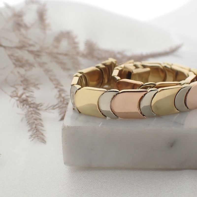 Image 2 of Tricolor gold link bracelet