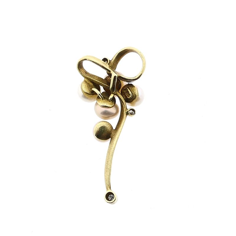 Image 3 of Gold Pendant with Baroque Pearl & Diamond; 14kt; 0.08 ct