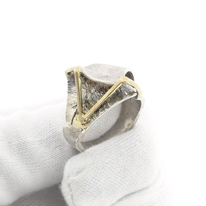 Image 8 of Artistic silver ring with gold lines
