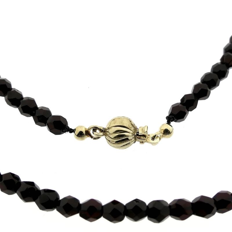 Image 7 of Glass bead necklace/saucer with gold clasp; Antique | 93 cm